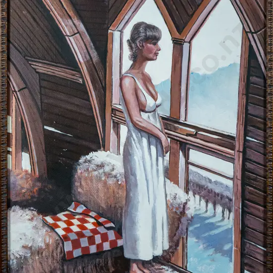 Barry Thomas Weston 1981 - framed oil "A Roll in the Hay" H-390 W-280