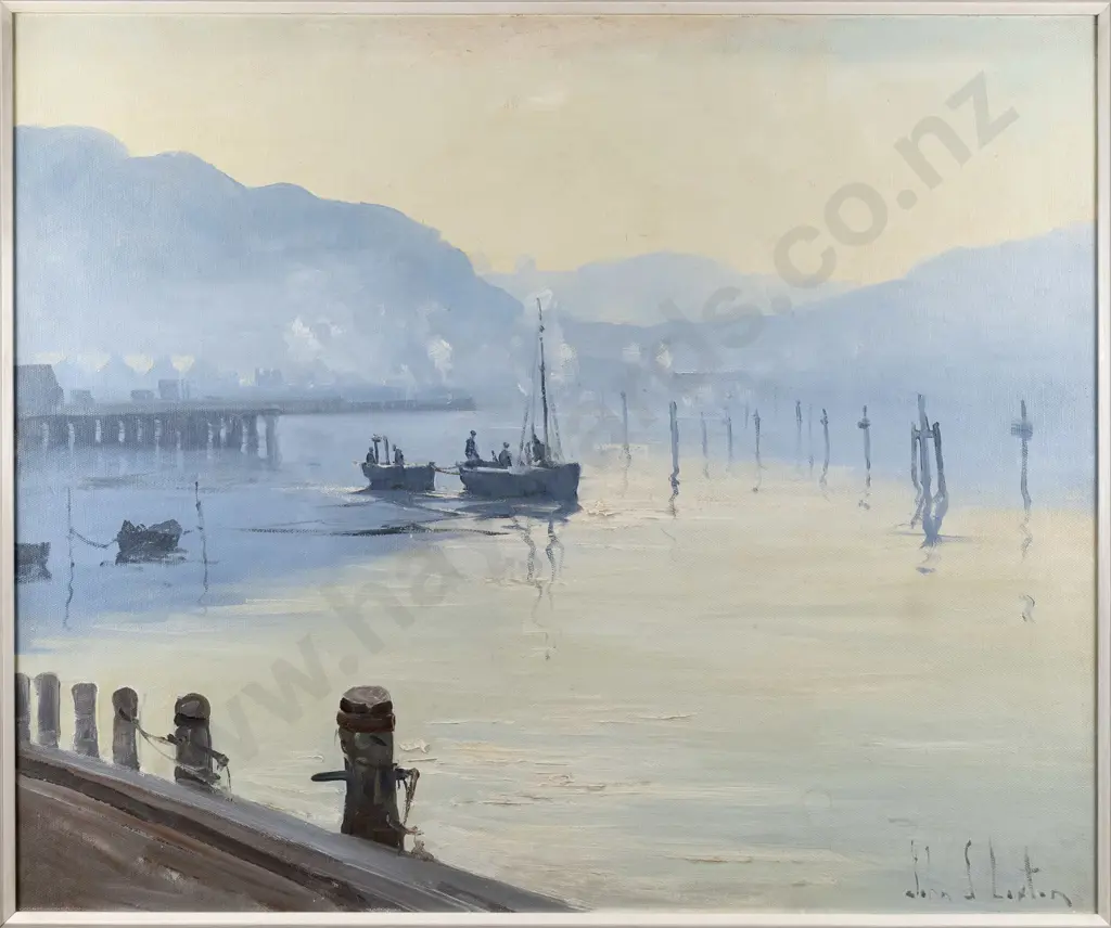 John S Loxton - framed oil "Morning Mist Dunedin" Image 1++