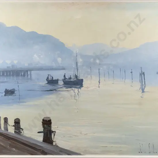 John S Loxton - framed oil "Morning Mist Dunedin"