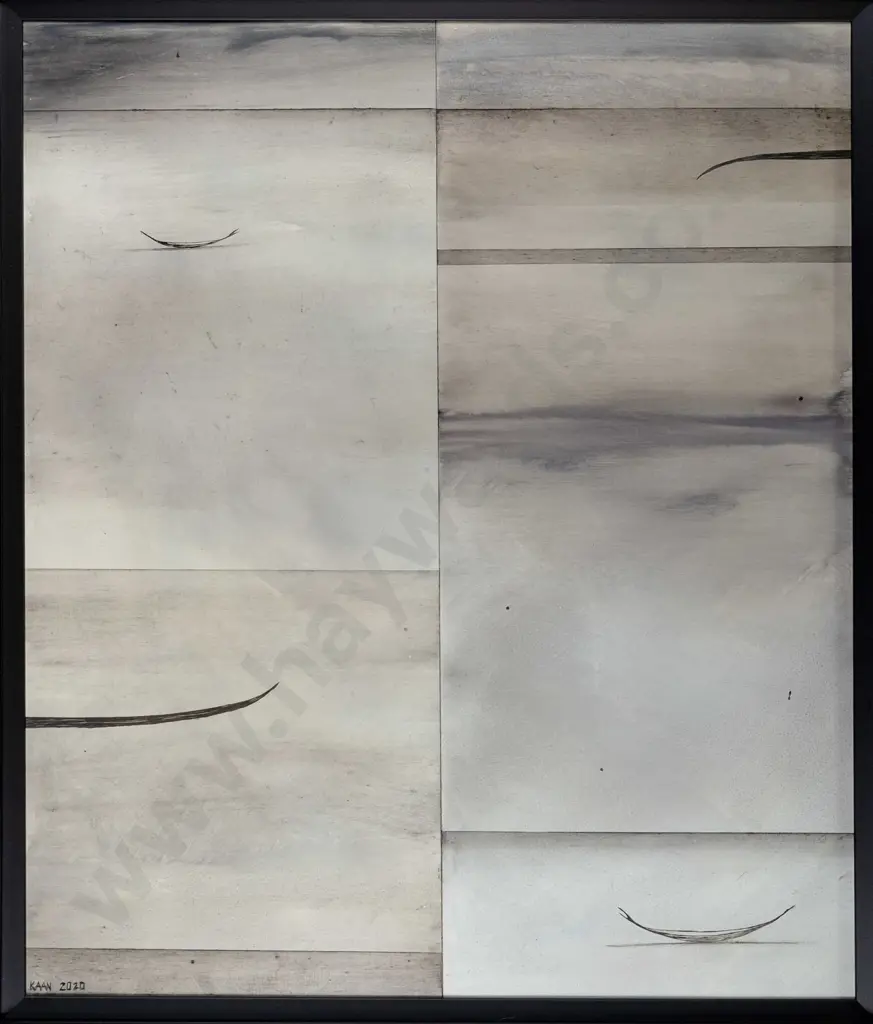 Simon Kaan 2020 - framed oil and ink wash on board - untitled H-570 W-480 Image 1++