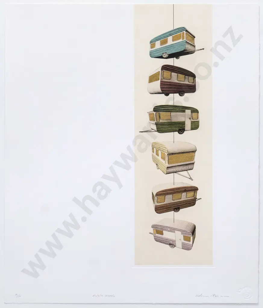 Kelvin Mann - framed etching A/P "Mobile Homes" H-510 W-150 Image 1++