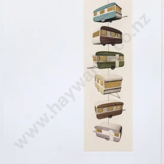 Kelvin Mann - framed etching A/P "Mobile Homes" H-510 W-150