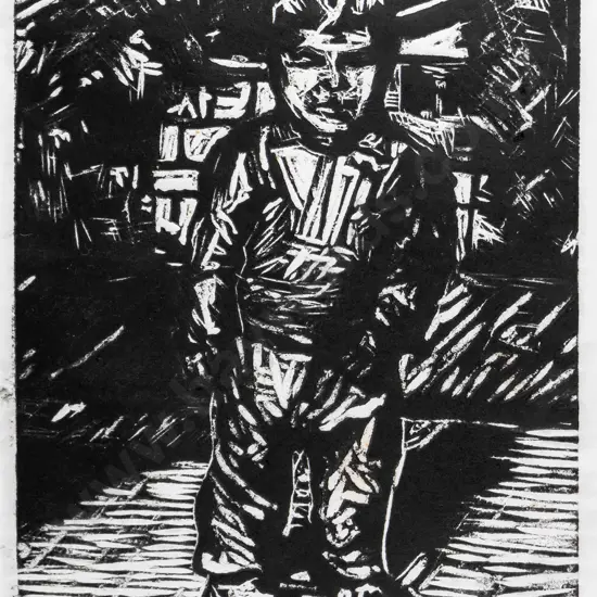 Christopher Pickles '95 - framed woodcut 1/10 "Ben" H-190 W-165