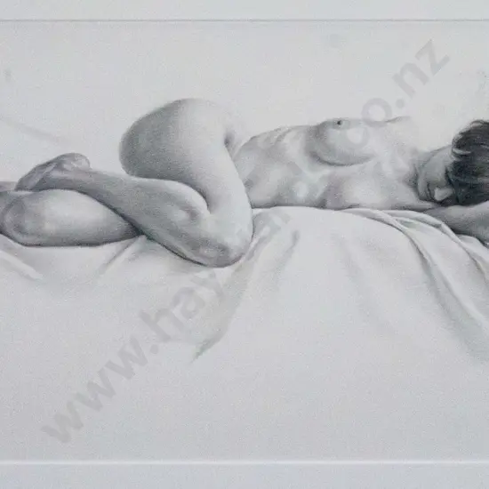 Geoff Williams '94 - framed pencil - nude H-200 W-490 (some scratching to frame)
