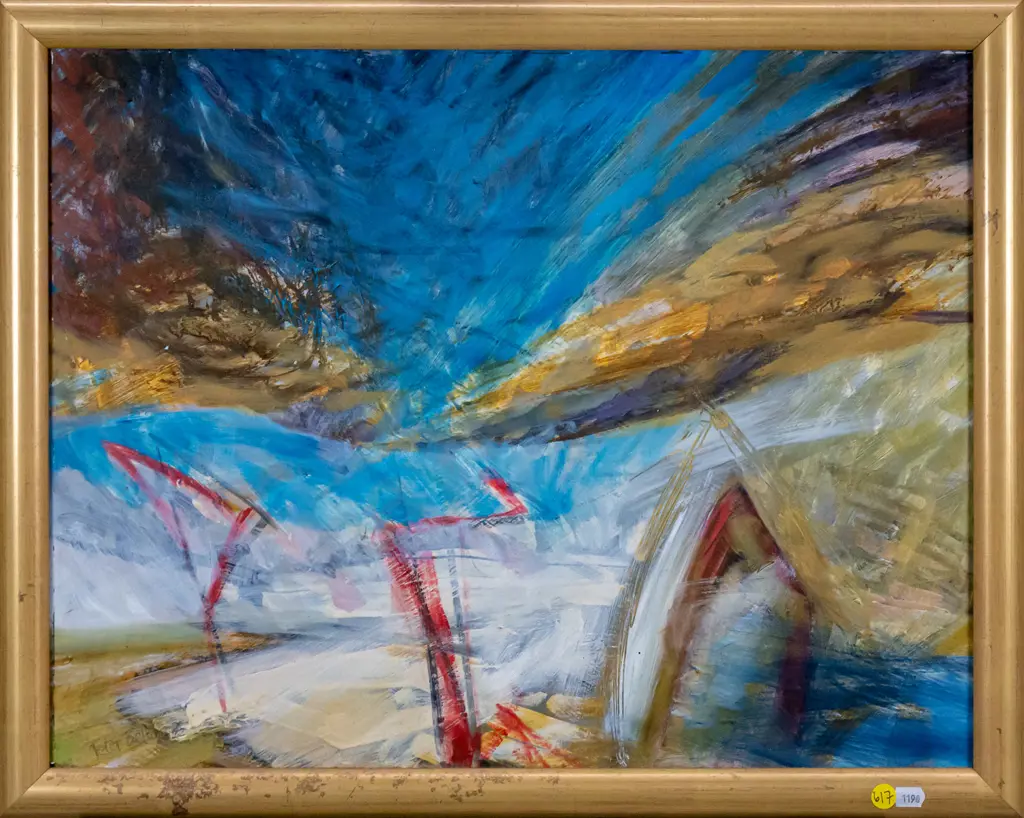 Peter Belton '95 - framed oil "Traces" H-400 W-510 Image 1++