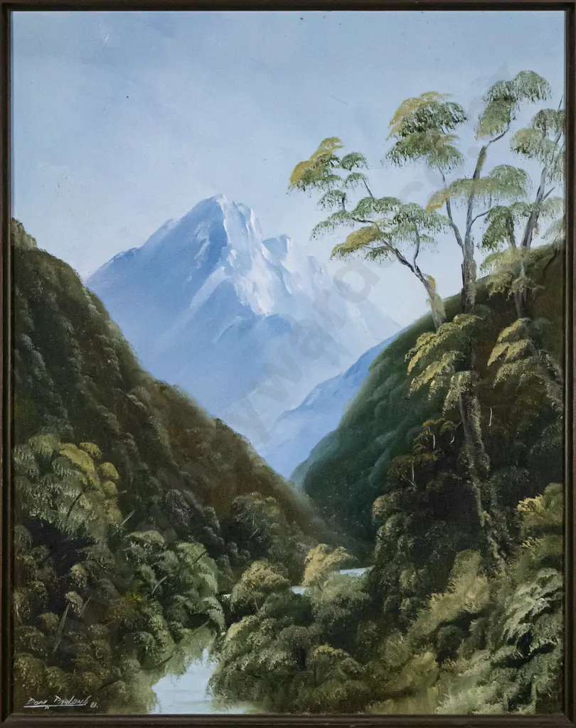 Don Parlane '81 - framed oil "Mount Tutoko, Fiordland" H-500 W-390 Image 1++