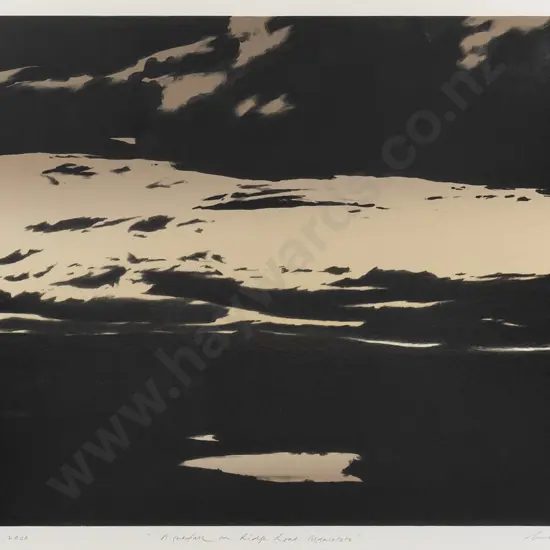 Grahame Sydney 2000 - framed lithograph 49/75 "Nightfall on Ridge Road, Maniototo" H-400 W-610