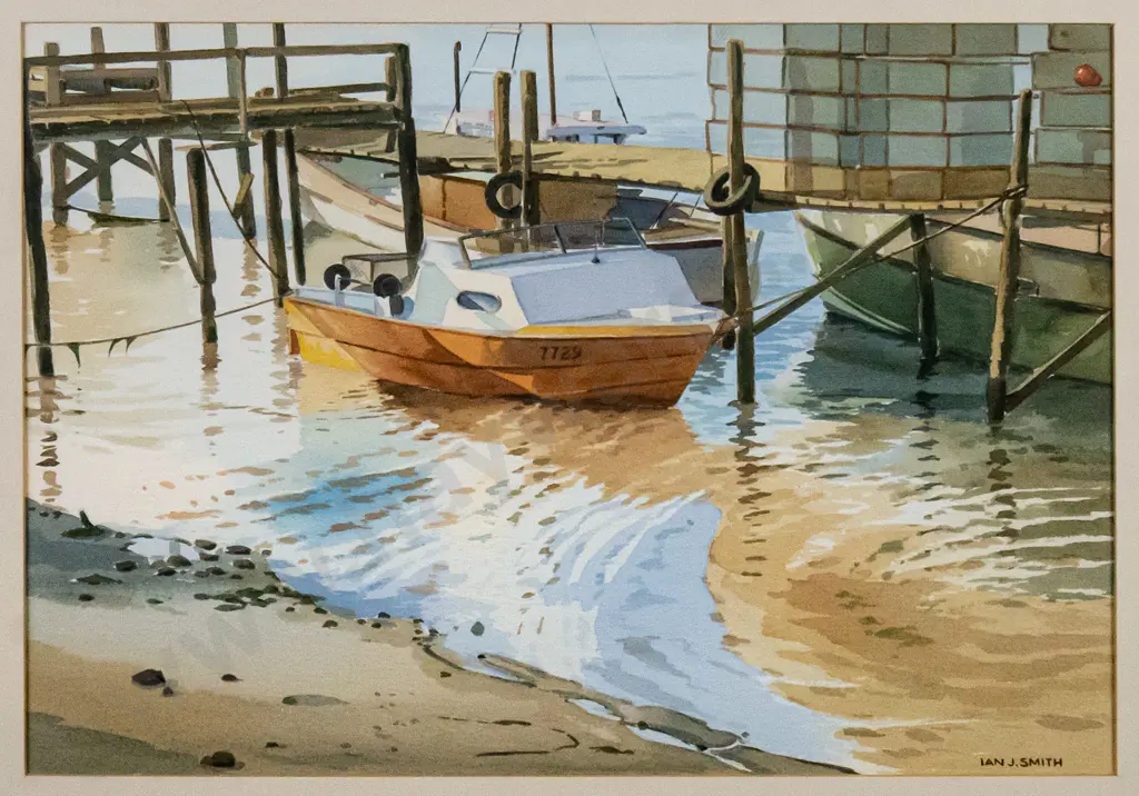 Ian Smith - framed watercolour "Otakou" H-240 W-340 Image 1++