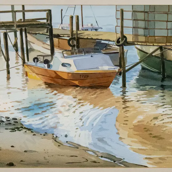 Ian Smith - framed watercolour "Otakou" H-240 W-340