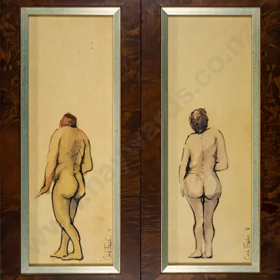Clark Esplin'78 - 2x framed watercolours - nudes Each H-370 W-130