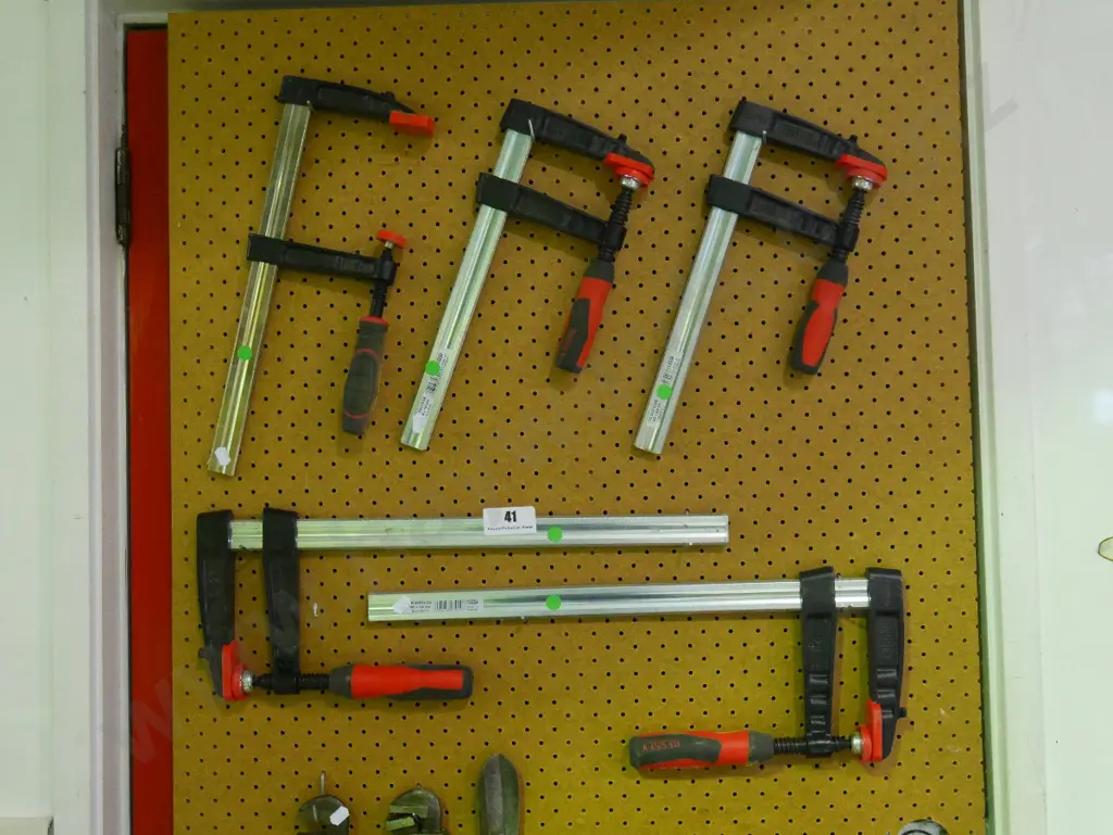 set of 5 F clamps - green dots Image 1++