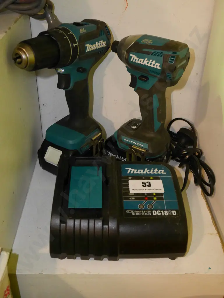 Makita battery drill, impact driver, 2 batteries, charger Image 1++