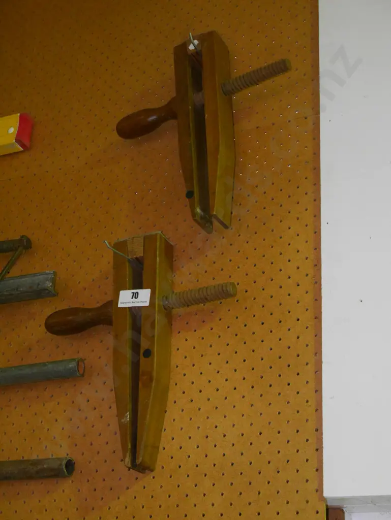 2 vintage wooden clamps - black dots Image 1++