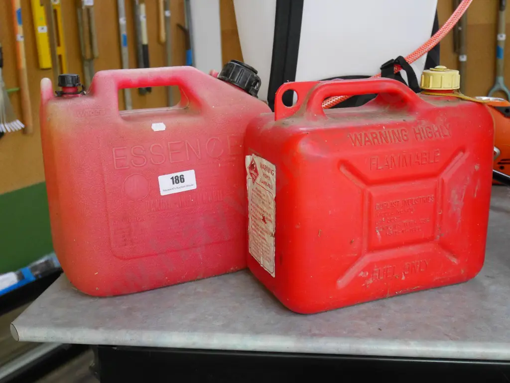 2 plastic 10L petrol containers Image 1++