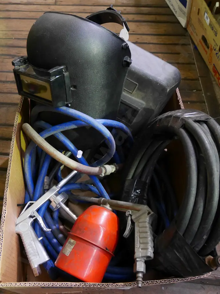 box; air hoses, welder's mask, spray gun etc Image 1++