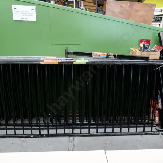 as-new 9 sections of boundary and garden fencing Each section is H-910 W-2400. 4x flange posts H-1320. 10x flange posts