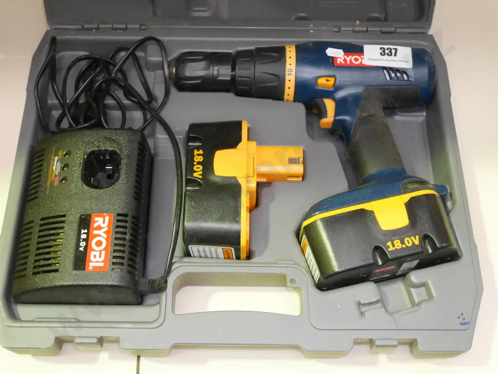 cased Ryobi 18V battery drill Image 1++
