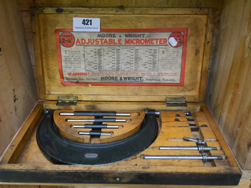 wood cased Moore & Wright large micrometer Image 1++