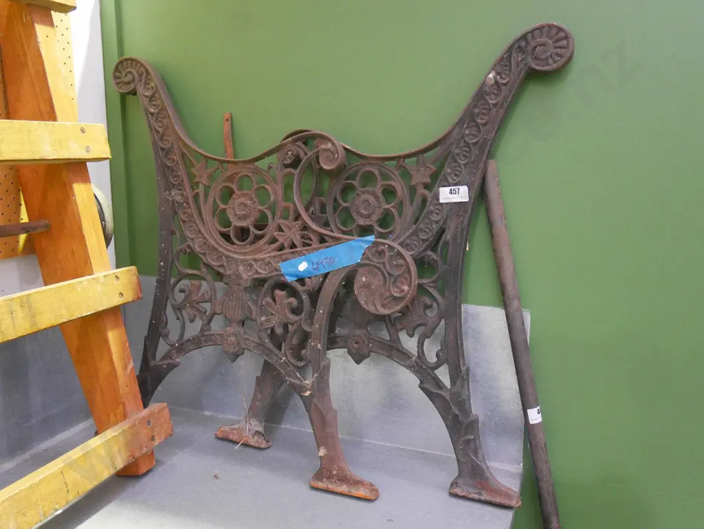 2 Victorian cast iron bench seat ends Image 1++
