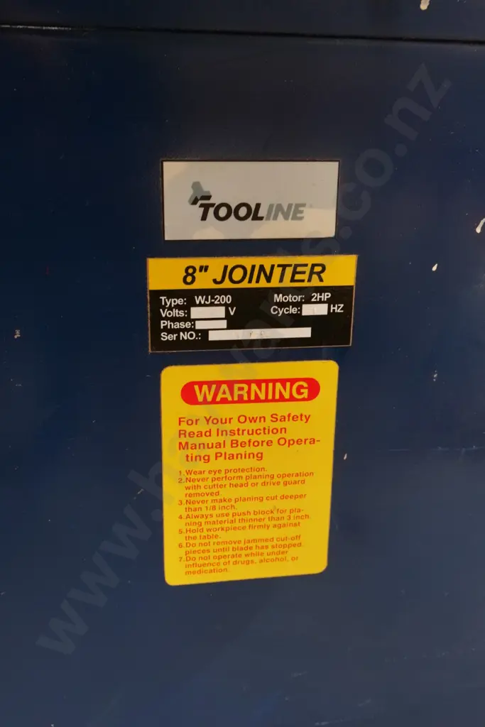 Tooline 8" 205mm single phase jointer - 3 blades Image 1++