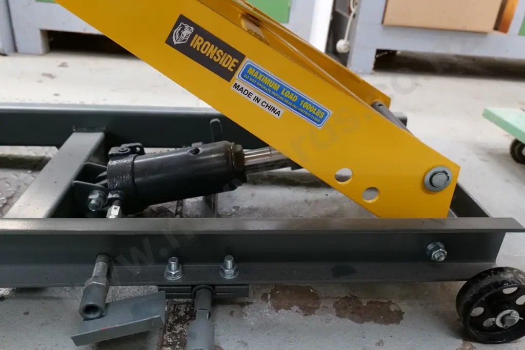 heavy duty Ironside workshop motorcycle lift on casters - 2 bent casters, need straightening L-2200 W-670 Image 1++