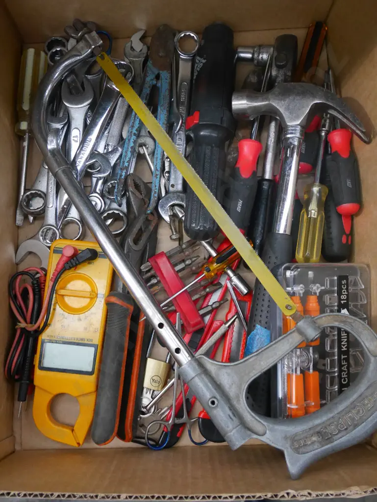 box; screwdriver, hammers, craft knife, spanners etc Image 1++