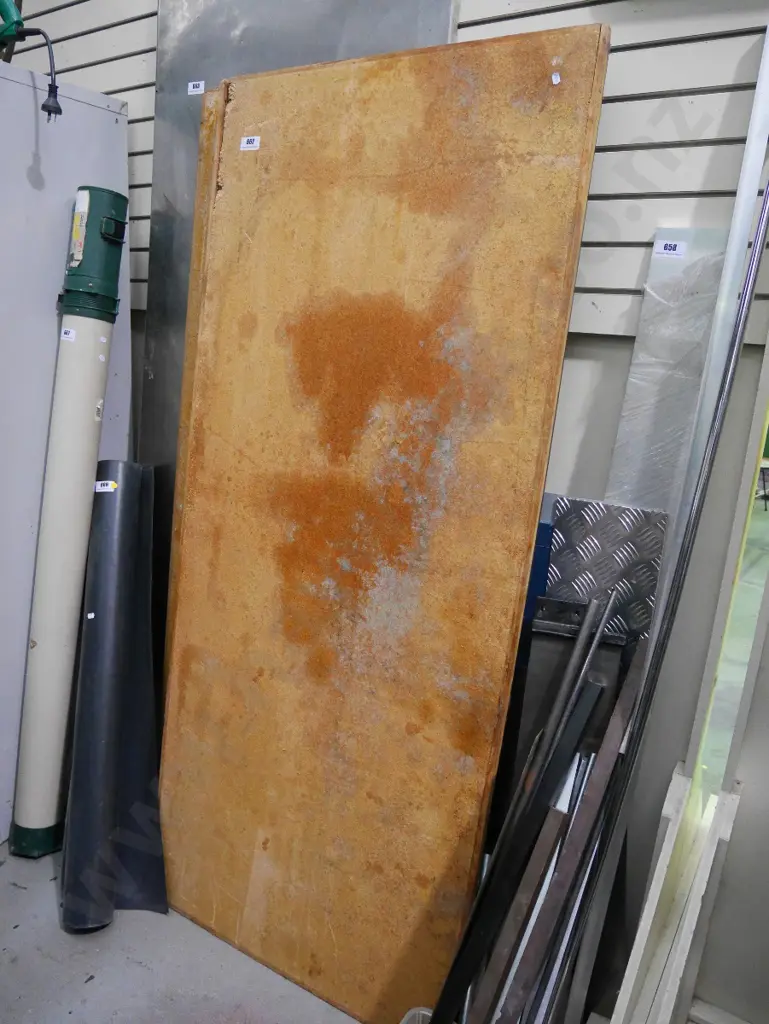 pair of damaged chip board trestle tables H-1800 W-770 Image 1++