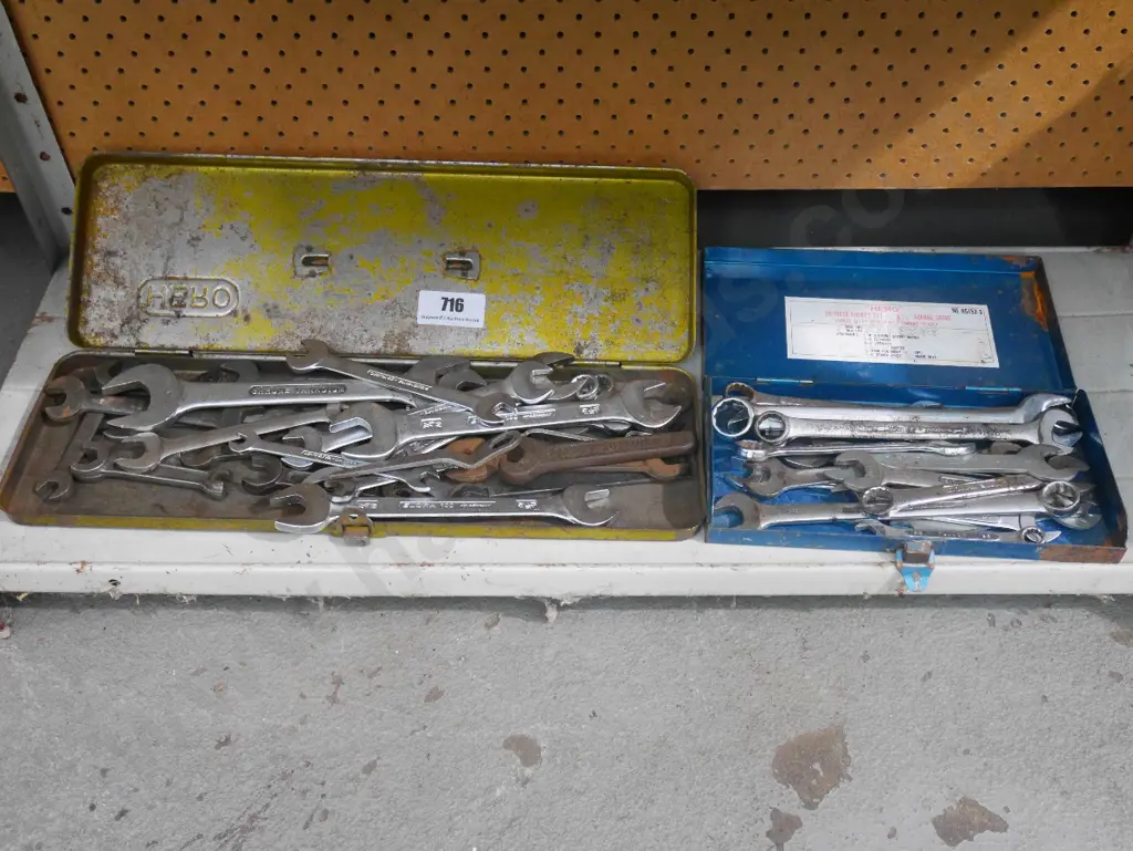 2 tins of open end and ring spanners Image 1++