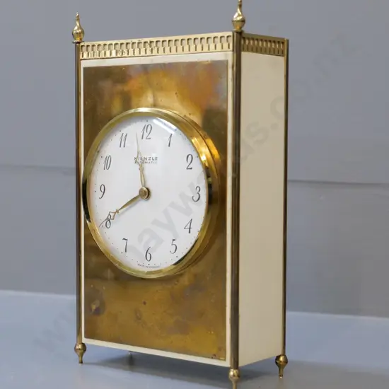 Kienzle plastic and metal cased battery powered mantel clock - missing two finials H-190