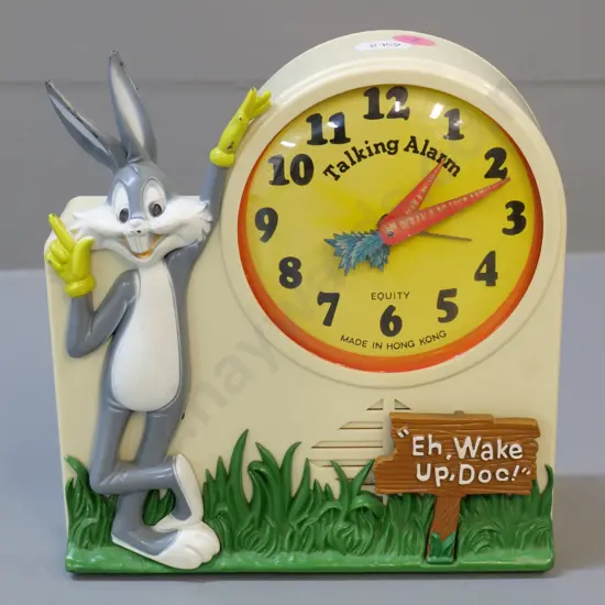 Equity "Wake Up, Doc" Bugs Bunny plastic cased bedside clock H-180 W165