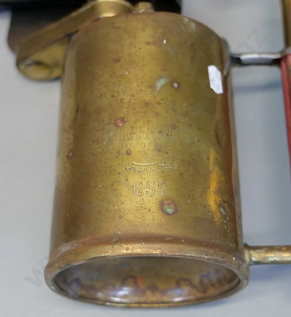 brass gas blow lamp / torch marked B.A. Hjorth & Primus, Made in Sweden H290 Image 1++