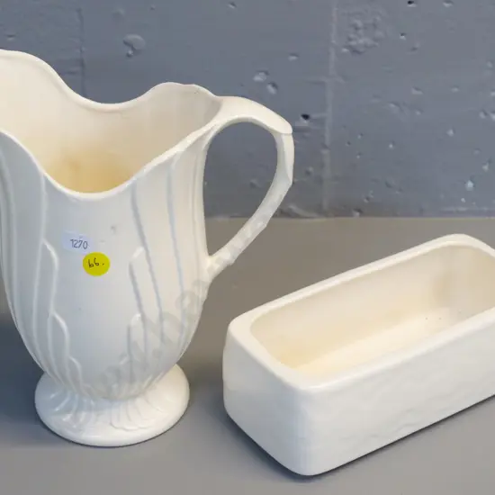 2 Crown Lynn cream glaze items - jug H210 with small chip to base