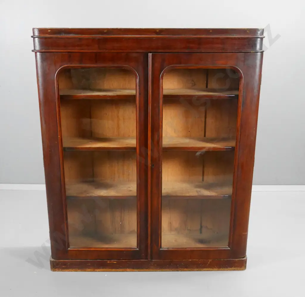 top section from mahogany bookcase chiffonier, 2 glazed doors, internal shelves - some scratches Image 1++