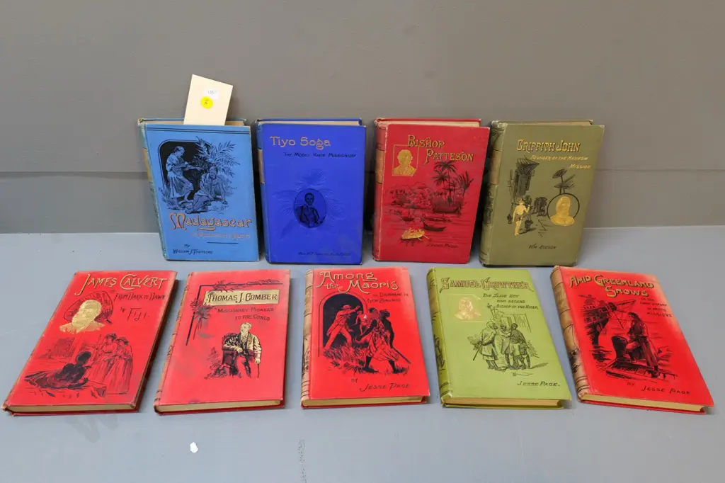 'Among the Maoris' by Jesse Page & other pictorial cover missionary books, and a Koran in presentation box, some wear Image 1++
