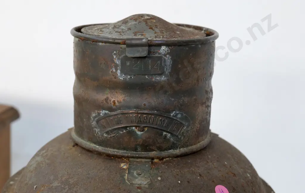 large maritime signal lantern with handles on top and bottom - marked The Maritime H-520 D-290 not including handles Image 1++