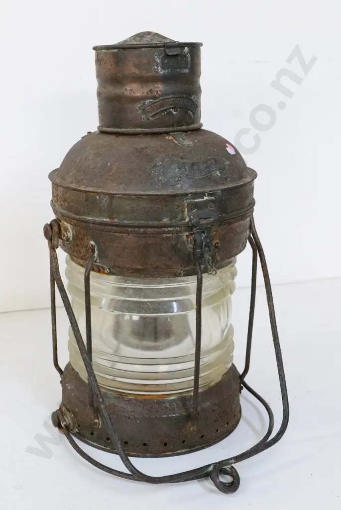 large maritime signal lantern with handles on top and bottom - marked The Maritime H-520 D-290 not including handles Image 1++