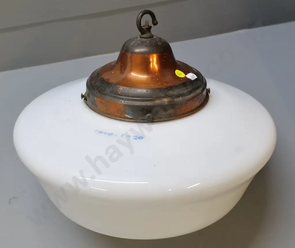 deco milk glass ceiling light fitting with copper finish journal H280 Diameter 350 Image 1++