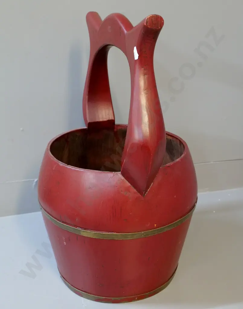 Chinese timber bucket with brass banding H-480 W-340 Image 1++