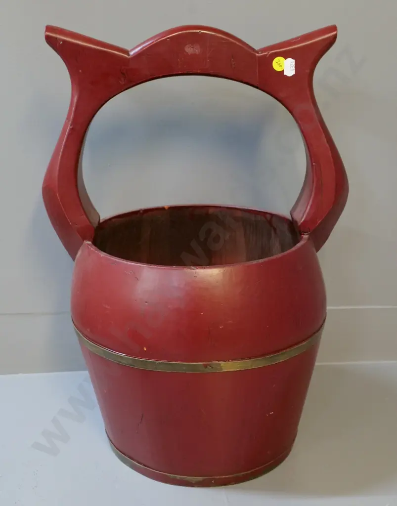 Chinese timber bucket with brass banding H-480 W-340 Image 1++