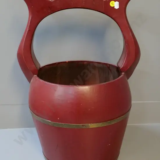 Chinese timber bucket with brass banding H-480 W-340