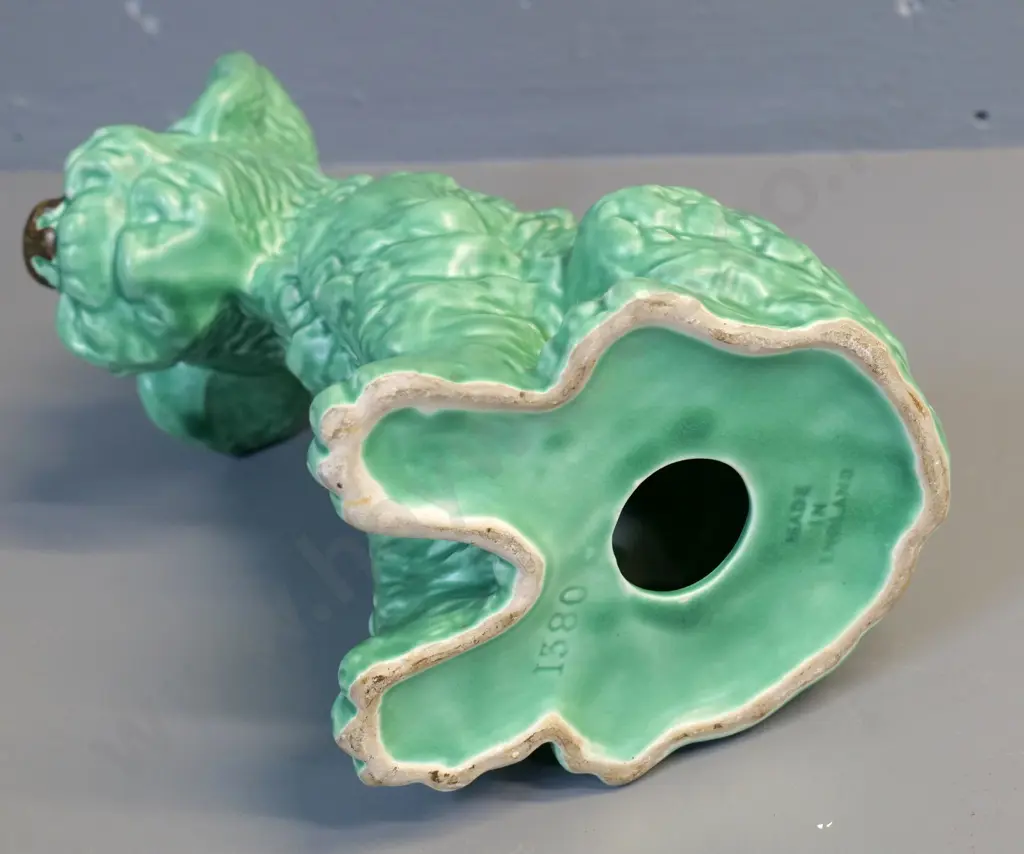 Sylvac large green glaze Scottie dog figure, stamped 1380. H-290 L-210 Image 1++