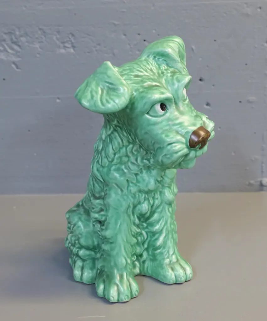 Sylvac large green glaze Scottie dog figure, stamped 1380. H-290 L-210 Image 1++