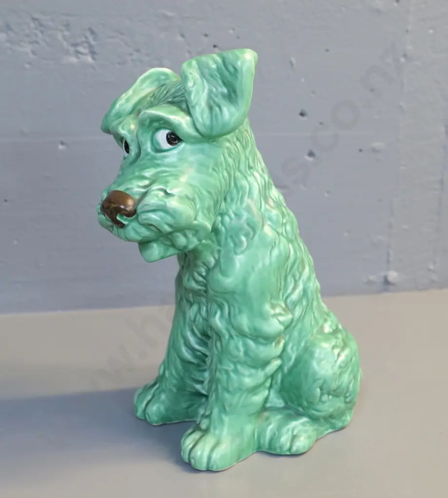 Sylvac large green glaze Scottie dog figure, stamped 1380. H-290 L-210 Image 1++