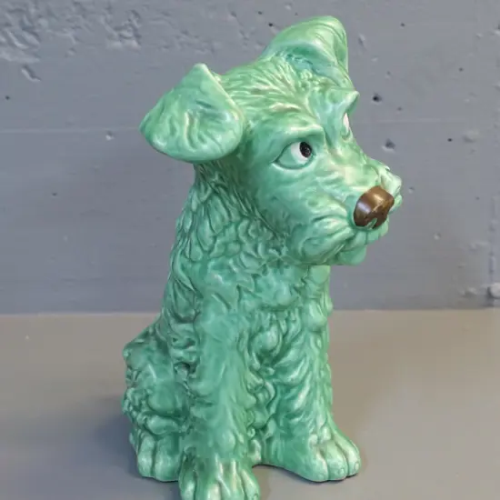 Sylvac large green glaze Scottie dog figure, stamped 1380. H-290 L-210