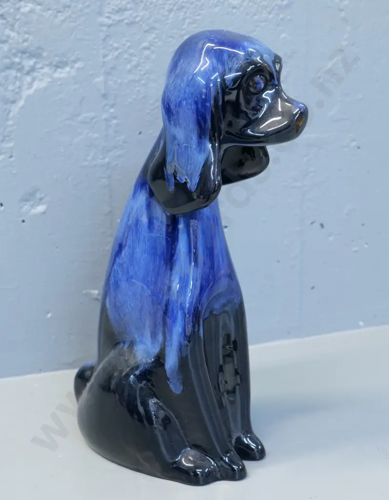 Blue Mountain pottery dog figure in midnight blue glaze H-340 L-200 Image 1++