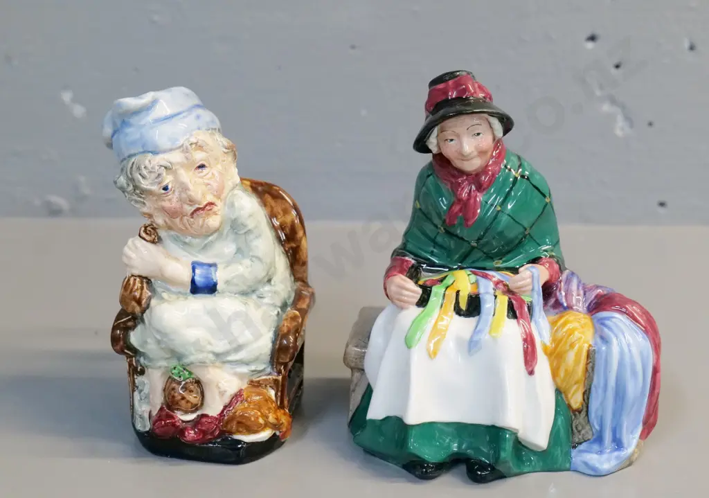 Royal Doulton Silks & Ribbons seller H-150 and a Burleigh Scrooge figure with some glaze chips Image 1++