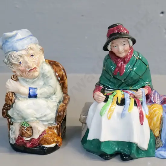 Royal Doulton Silks & Ribbons seller H-150 and a Burleigh Scrooge figure with some glaze chips