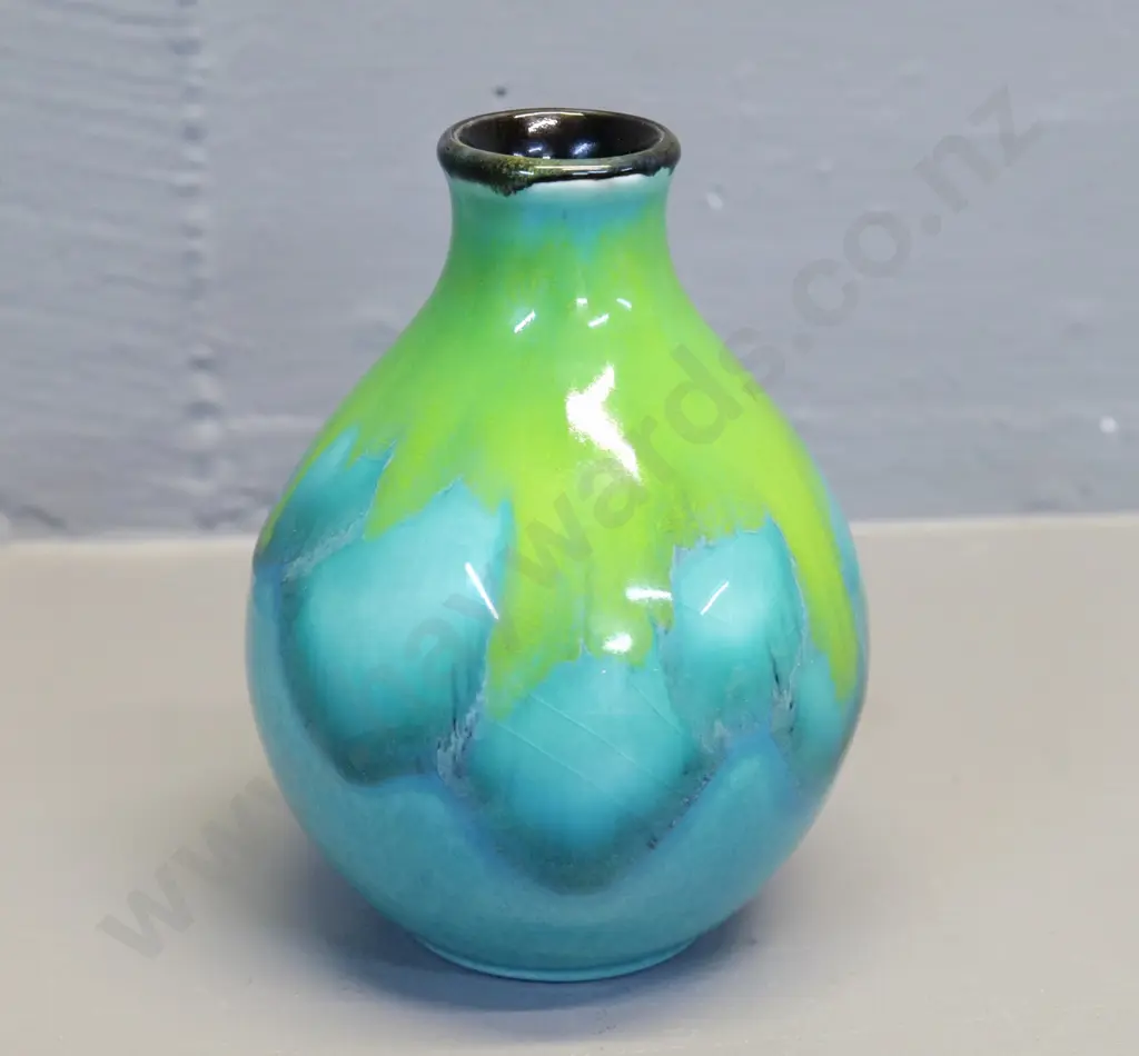 mid-century Poole drip-glaze vase - some crazing H-130 Diameter 100 Image 1++