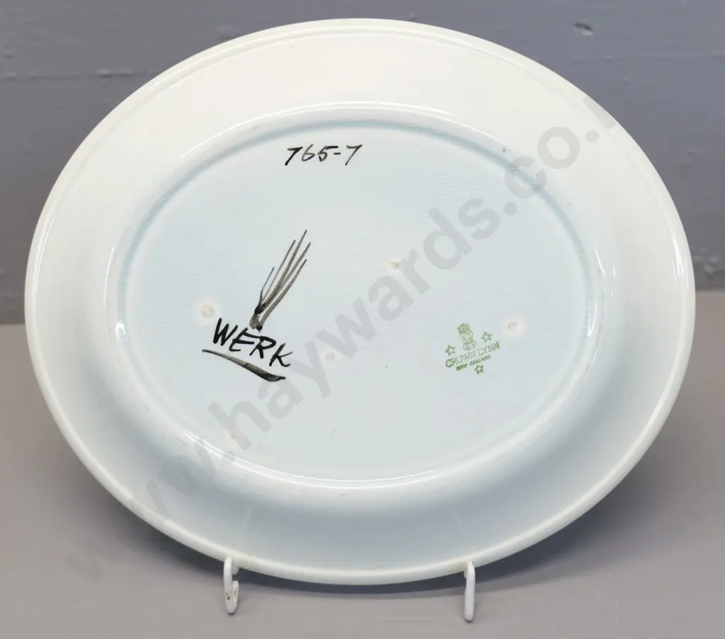 Crown Lynn Frank Carpay oval fish dish - marked Werk 765-7 w/tiki mark - some crazing/staining L305 W260 Image 1++
