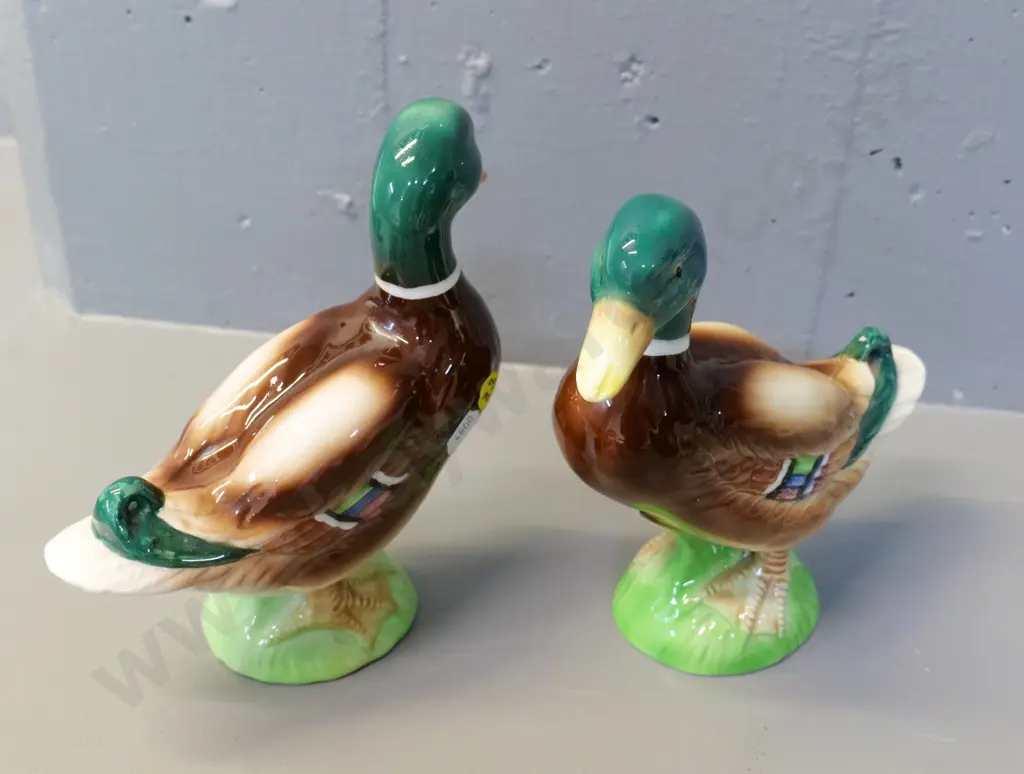 pair of large ceramic duck ornaments - no maker's marks H-210 L-210 Image 1++